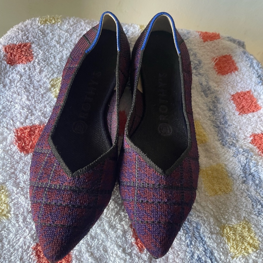 💎Rothy's Plaid Flats in Purple and Blue 2020 Limited Edition. No box - Picture 5 of 16